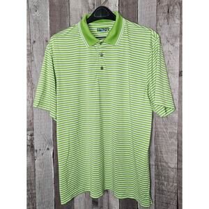 PRO TOUR Golf Short Sleeve Polo SHIRT cool Play Green White Stripe Men's Size XL